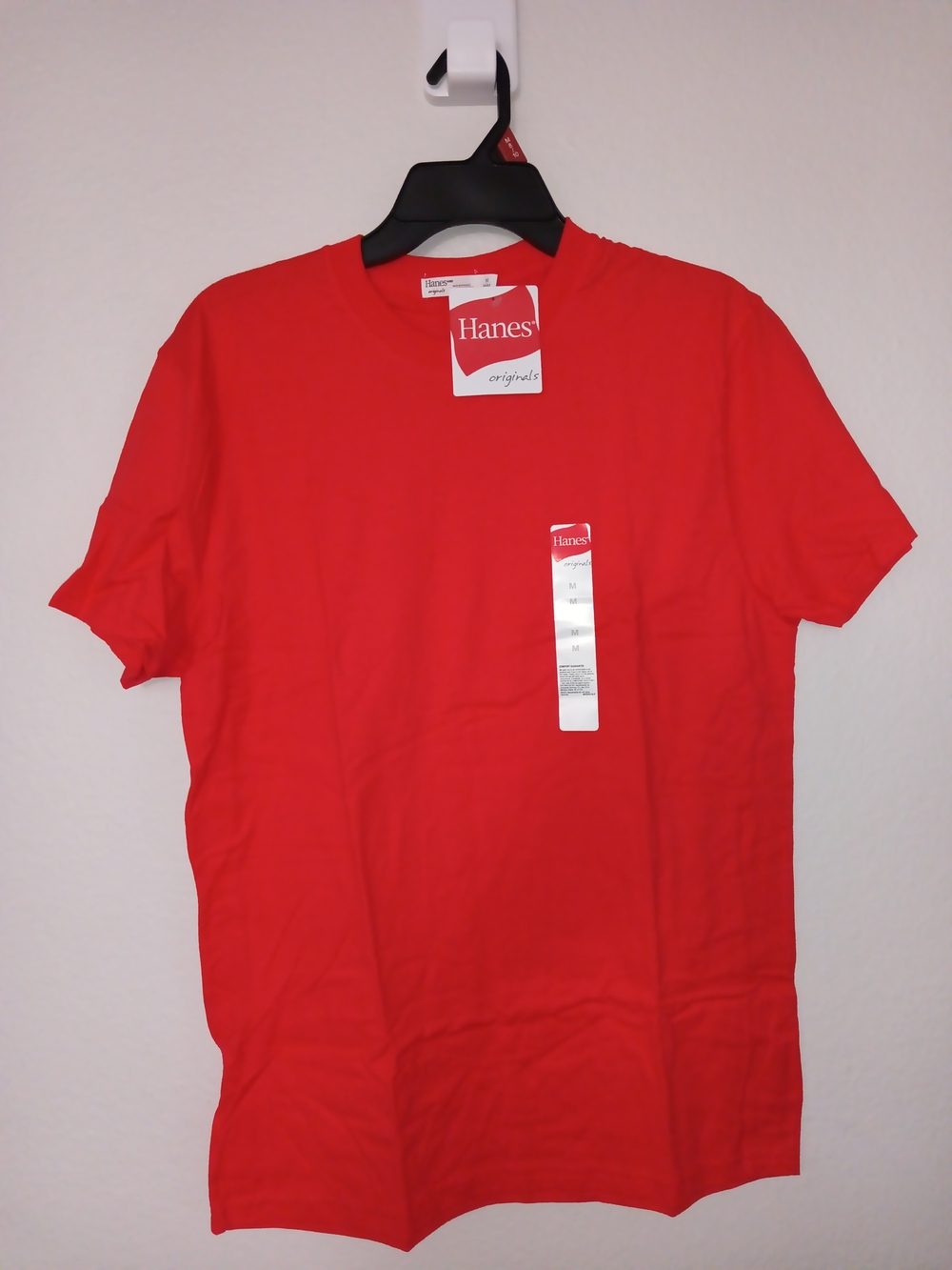 2 Hanes Men's Bright Red Short Sleeve Crew Tee